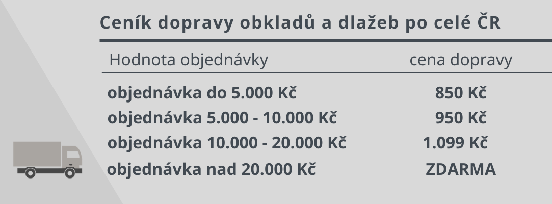 CENÍK DOPRAVY OBKLADŮ A DLAŽBY PO CELÉ ČR